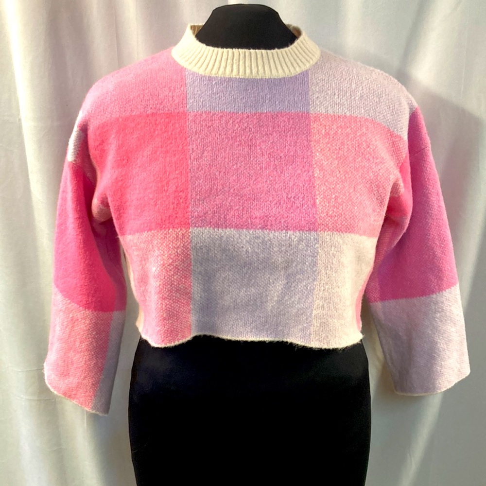 Jessica Simpson soft check oversized cozy sweater